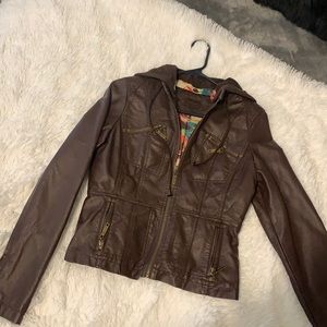 Brown faux leather jacket